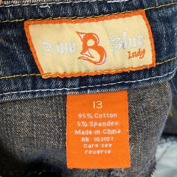 NWOT RAW BLUE LADY Jeans Women 13 Vintage Blue Brown Wash Capri Stripe Cuff - Picture 3 of 12